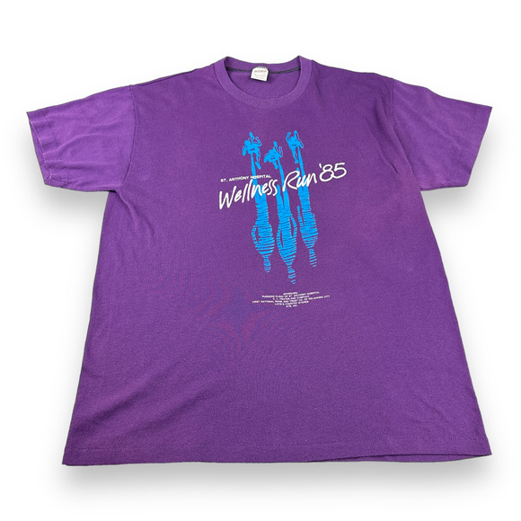 Vintage Oklahoma City Marathon Shirt Adult MEDIUM Purple 80s Wellness Run - Picture 1 of 5
